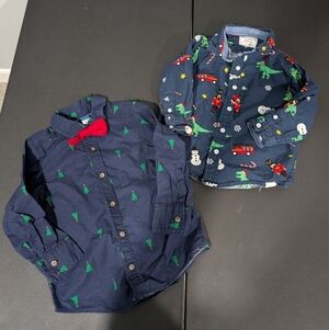 Lot of 2 (TWO) Toddler Boy Christmas Holiday Long Sleeve Shirts in Size 3T